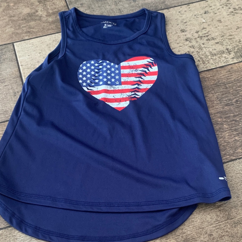 BCG Navy Tank Top with Flag Heart Design